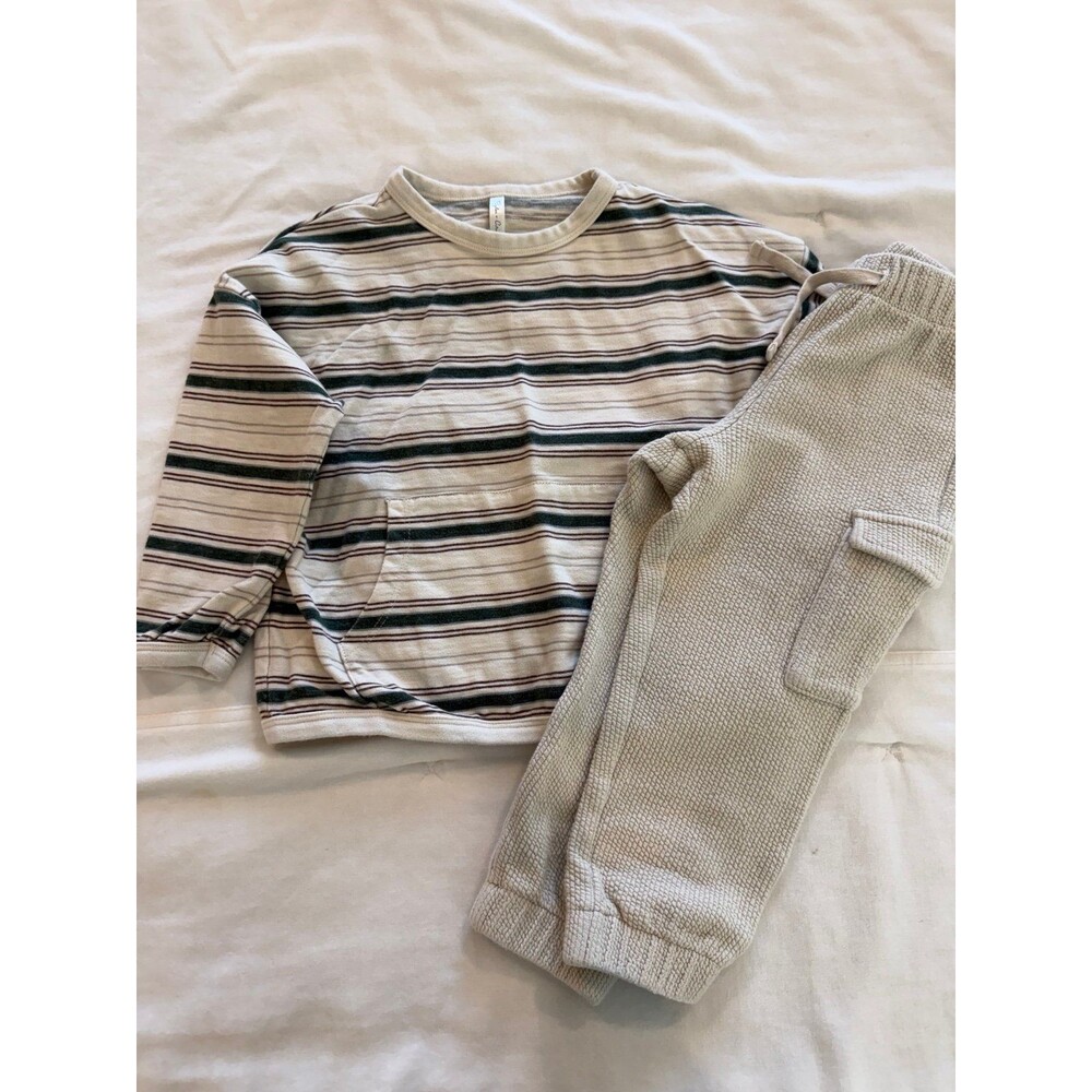 Rylee + Cru Set 2-3Y Striped Long Sleeve Top and Cargo Jogger Pants